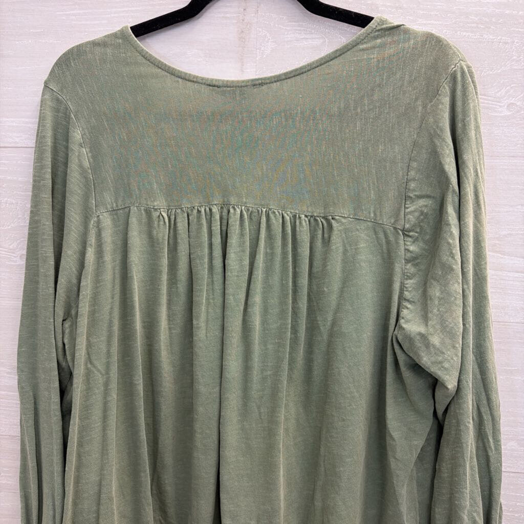Lucky Brand Green Long Sleeve Button Front Top 1X