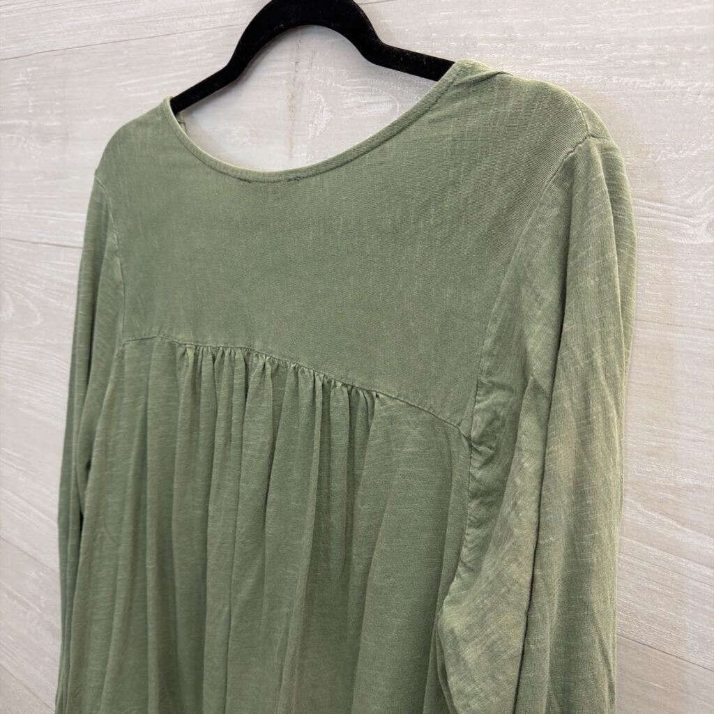 Lucky Brand Green Long Sleeve Button Front Top 1X