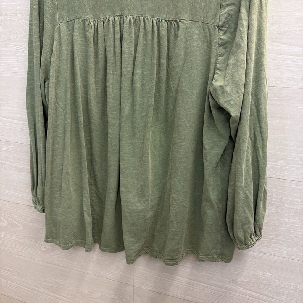 Lucky Brand Green Long Sleeve Button Front Top 1X