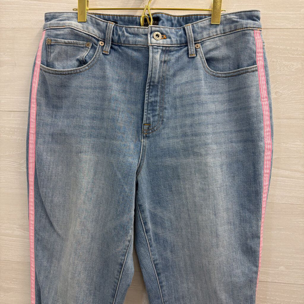 Talbots Light Wash Pink Stripe Modern Ankle Jeans 14