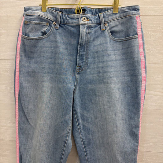 Talbots Light Wash Pink Stripe Modern Ankle Jeans 14