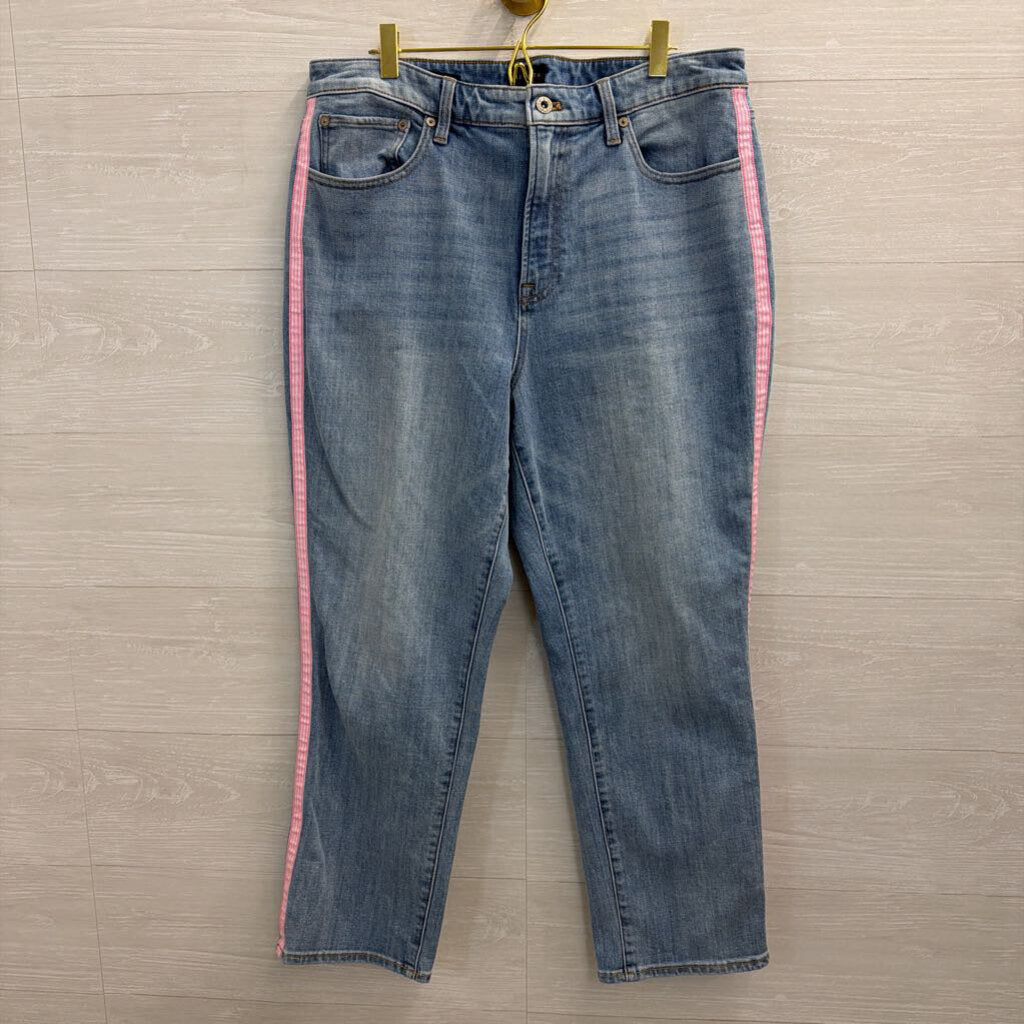 Talbots Light Wash Pink Stripe Modern Ankle Jeans 14