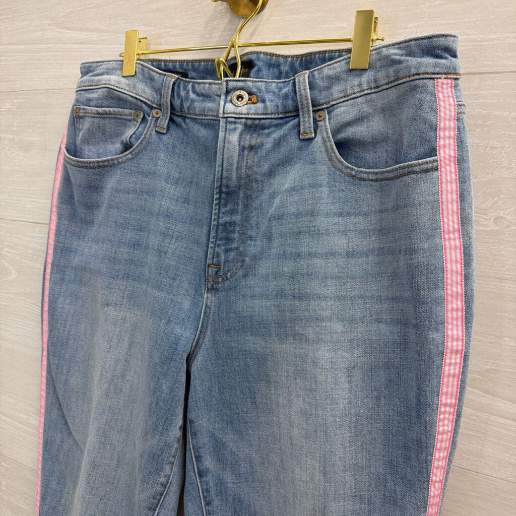 Talbots Light Wash Pink Stripe Modern Ankle Jeans 14