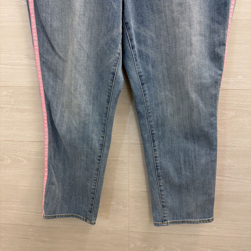 Talbots Light Wash Pink Stripe Modern Ankle Jeans 14