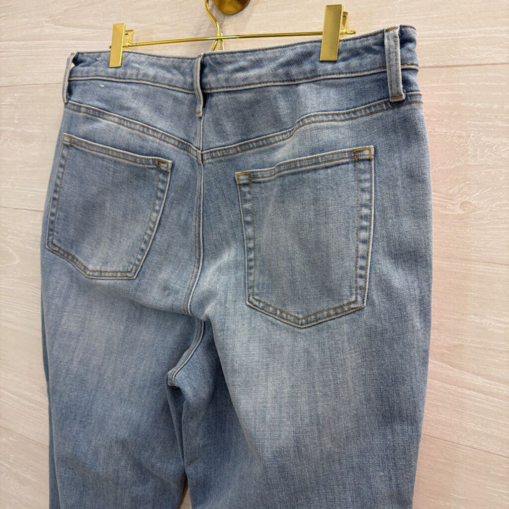 Talbots Light Wash Pink Stripe Modern Ankle Jeans 14