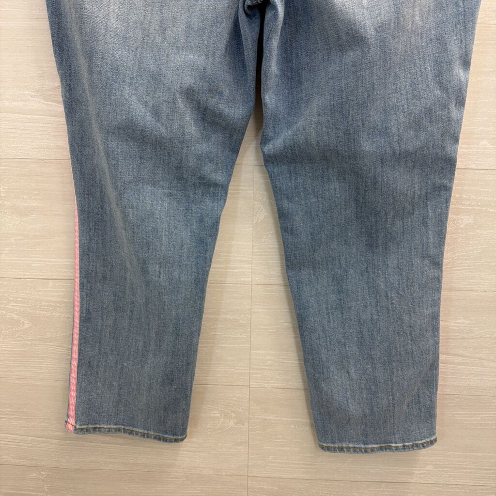 Talbots Light Wash Pink Stripe Modern Ankle Jeans 14