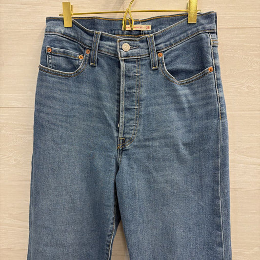 Levi Medium Wash Ribcage Straight Ankle Jeans 28