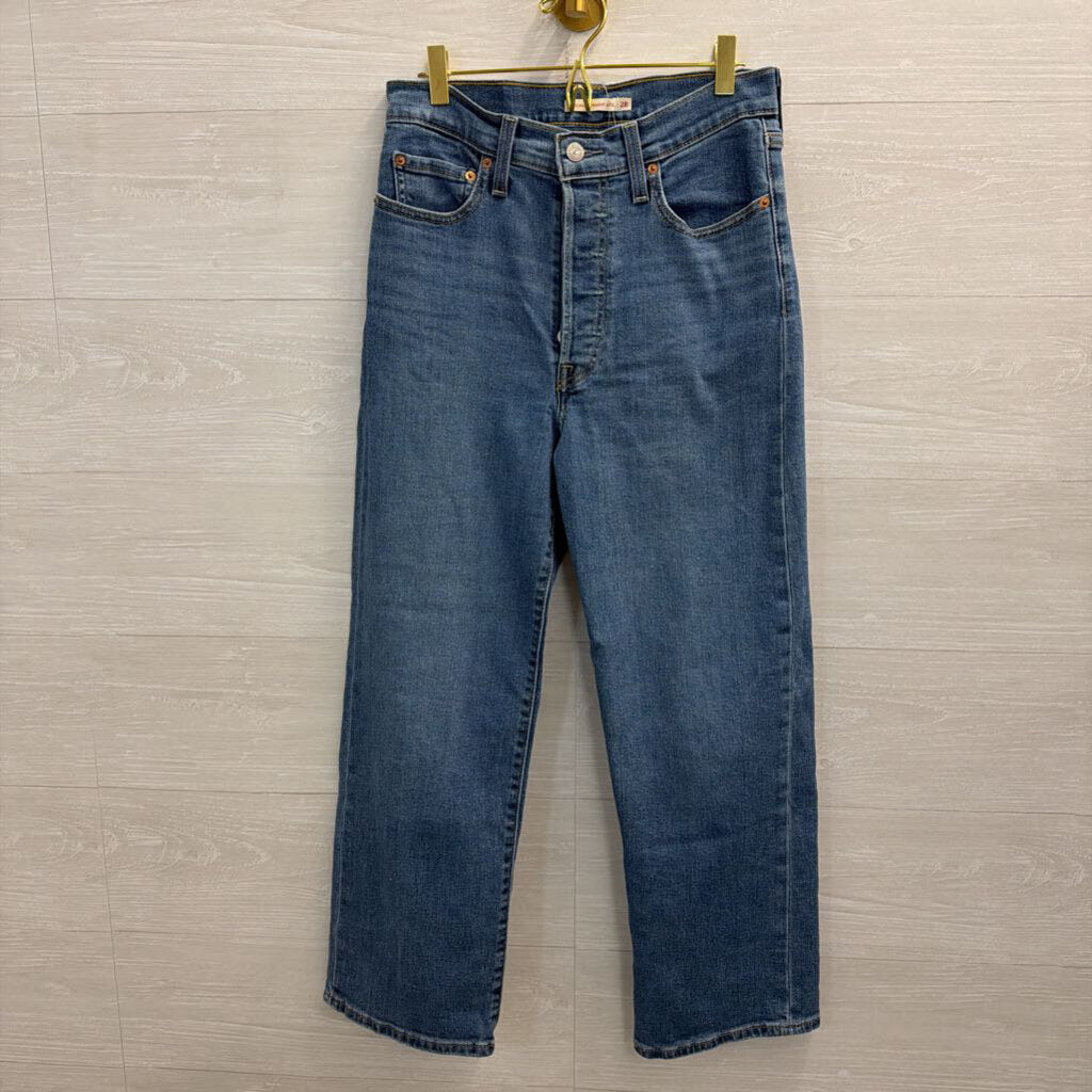 Levi Medium Wash Ribcage Straight Ankle Jeans 28