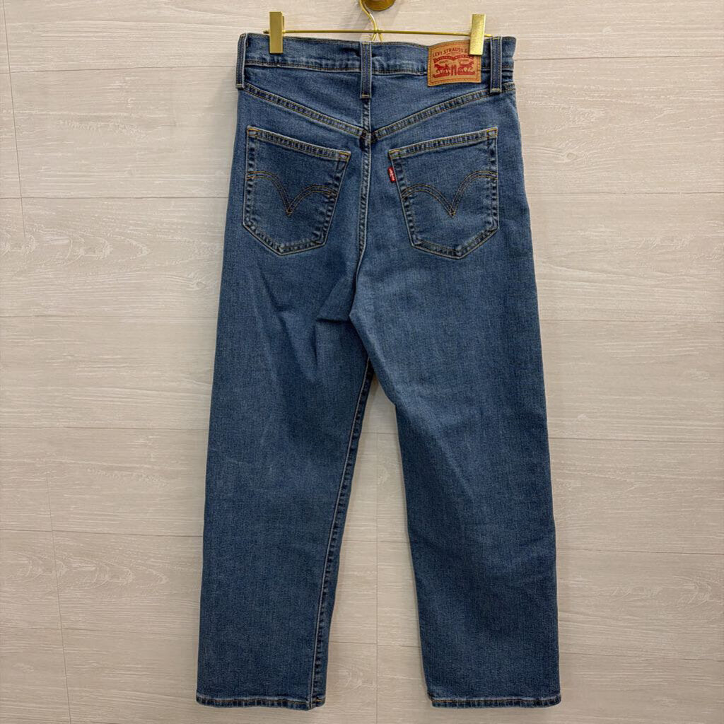 Levi Medium Wash Ribcage Straight Ankle Jeans 28