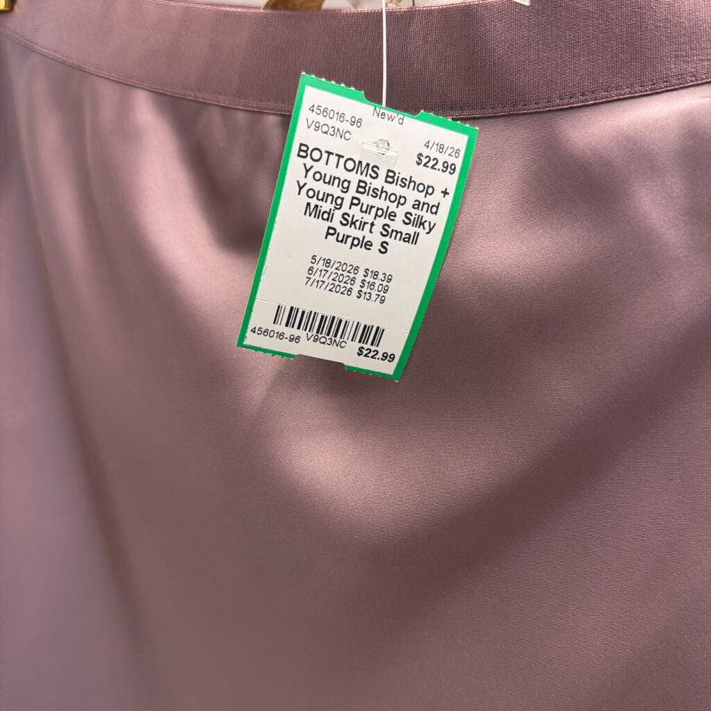 Bishop and Young Purple Silky Midi Skirt Small