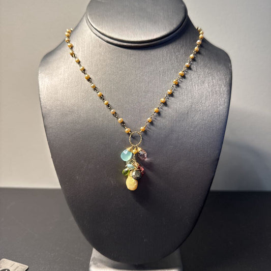 Anne Vaughan Pearl Chain Multi Dangle Necklace