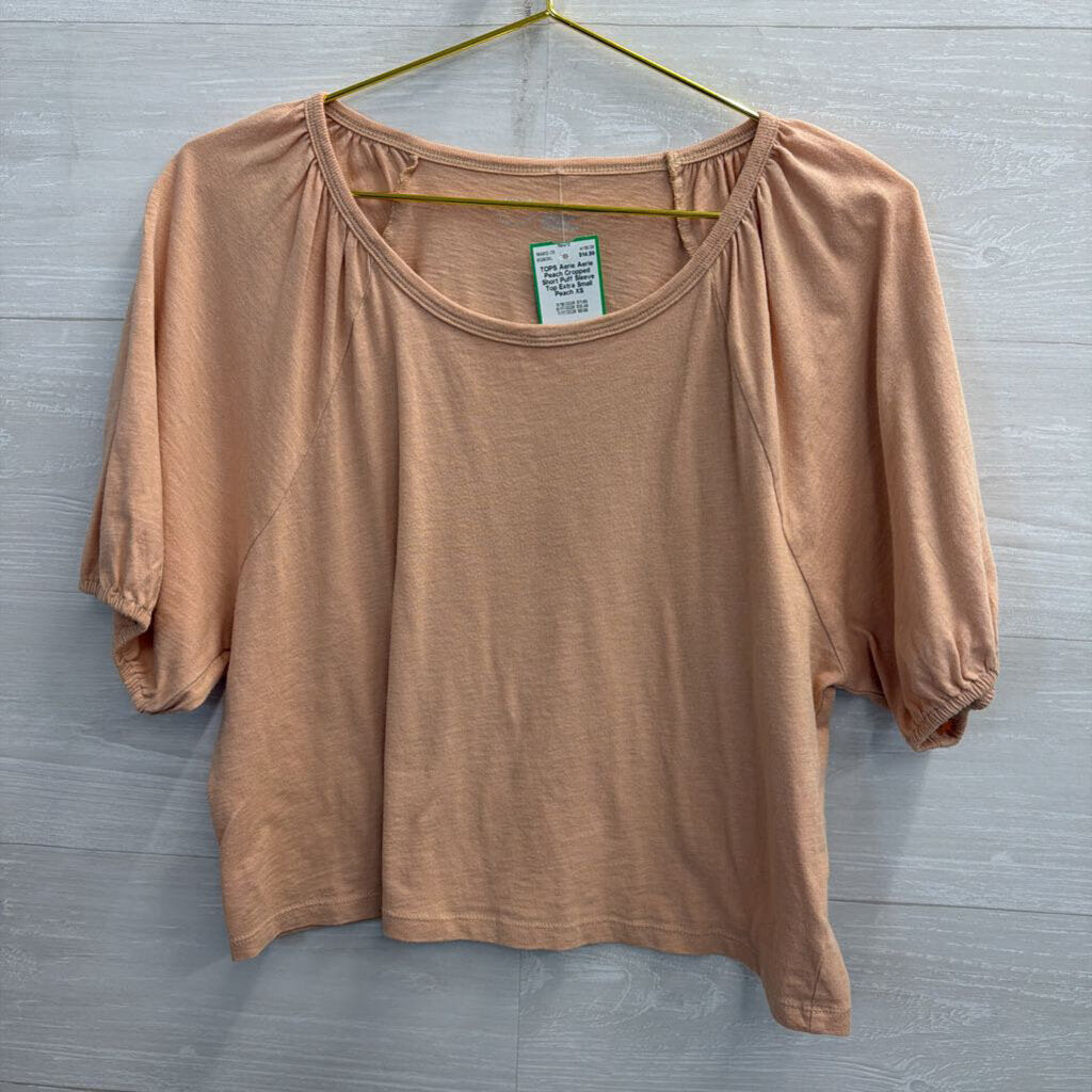 Aerie Peach Cropped Short Puff Sleeve Top Extra Small