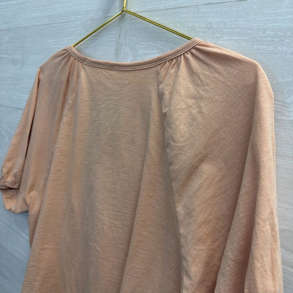Aerie Peach Cropped Short Puff Sleeve Top Extra Small