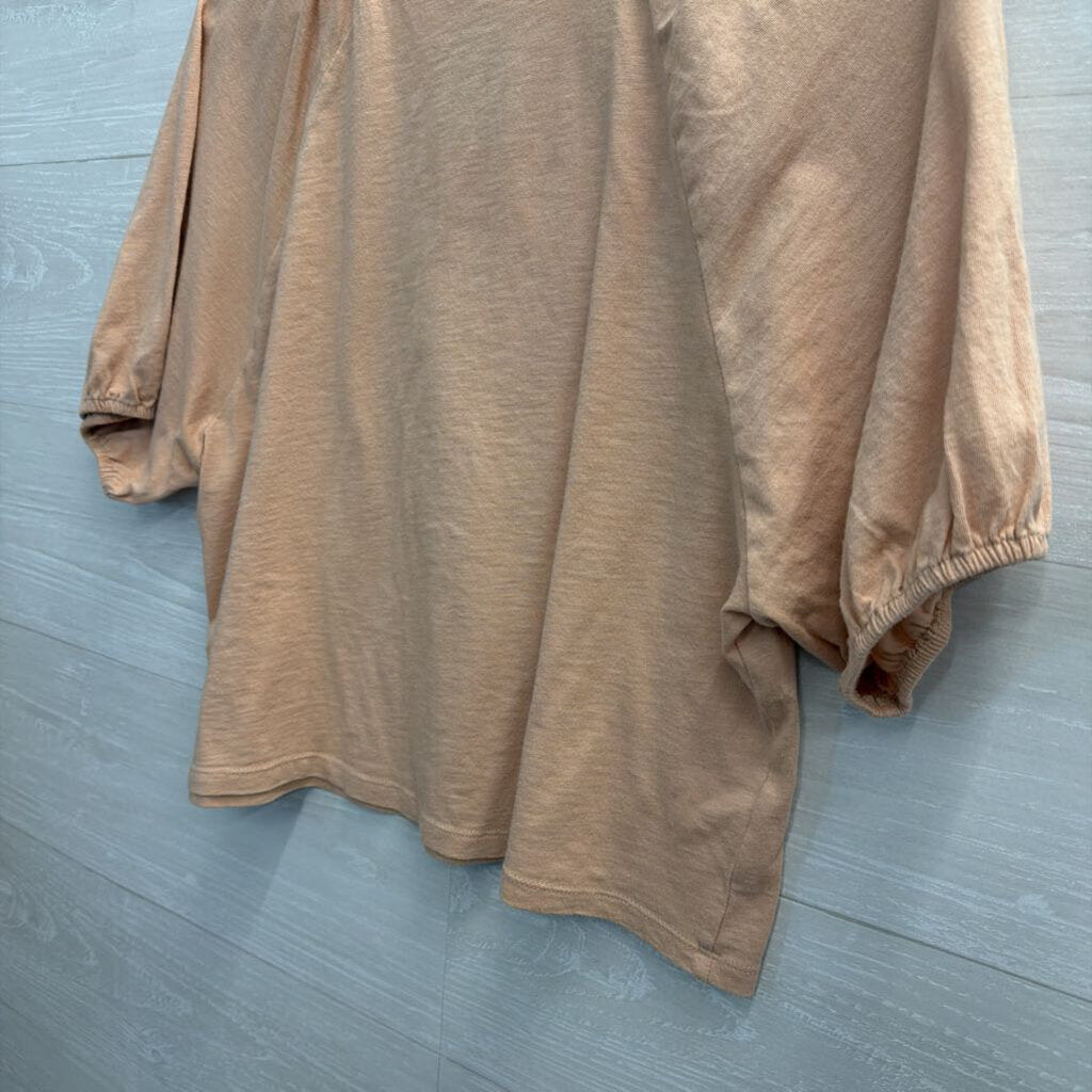 Aerie Peach Cropped Short Puff Sleeve Top Extra Small
