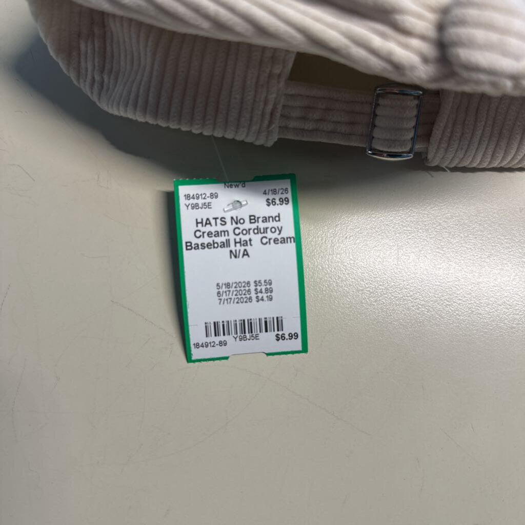 Cream Corduroy Baseball Hat