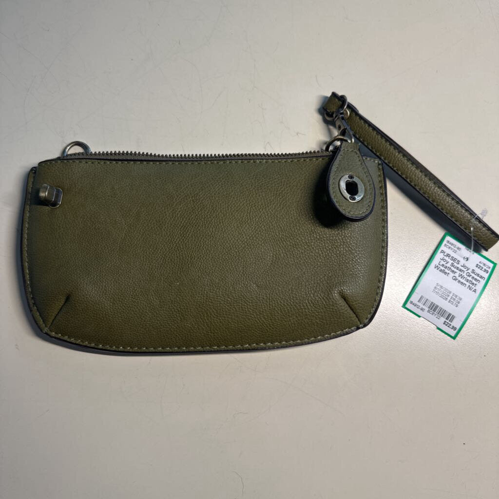 Joy Susan Green Leather Wristlet Wallet