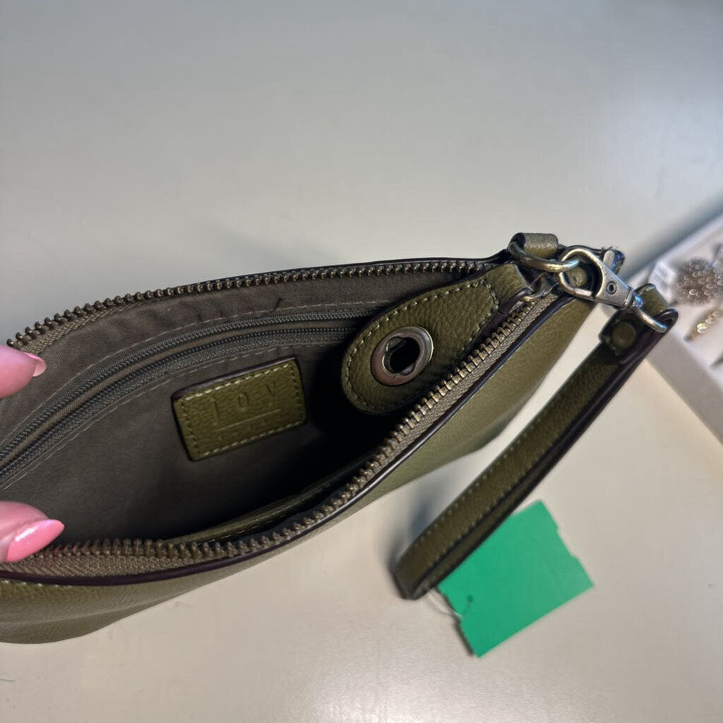 Joy Susan Green Leather Wristlet Wallet