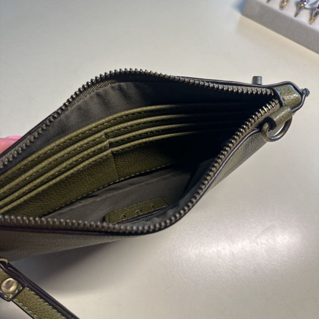 Joy Susan Green Leather Wristlet Wallet