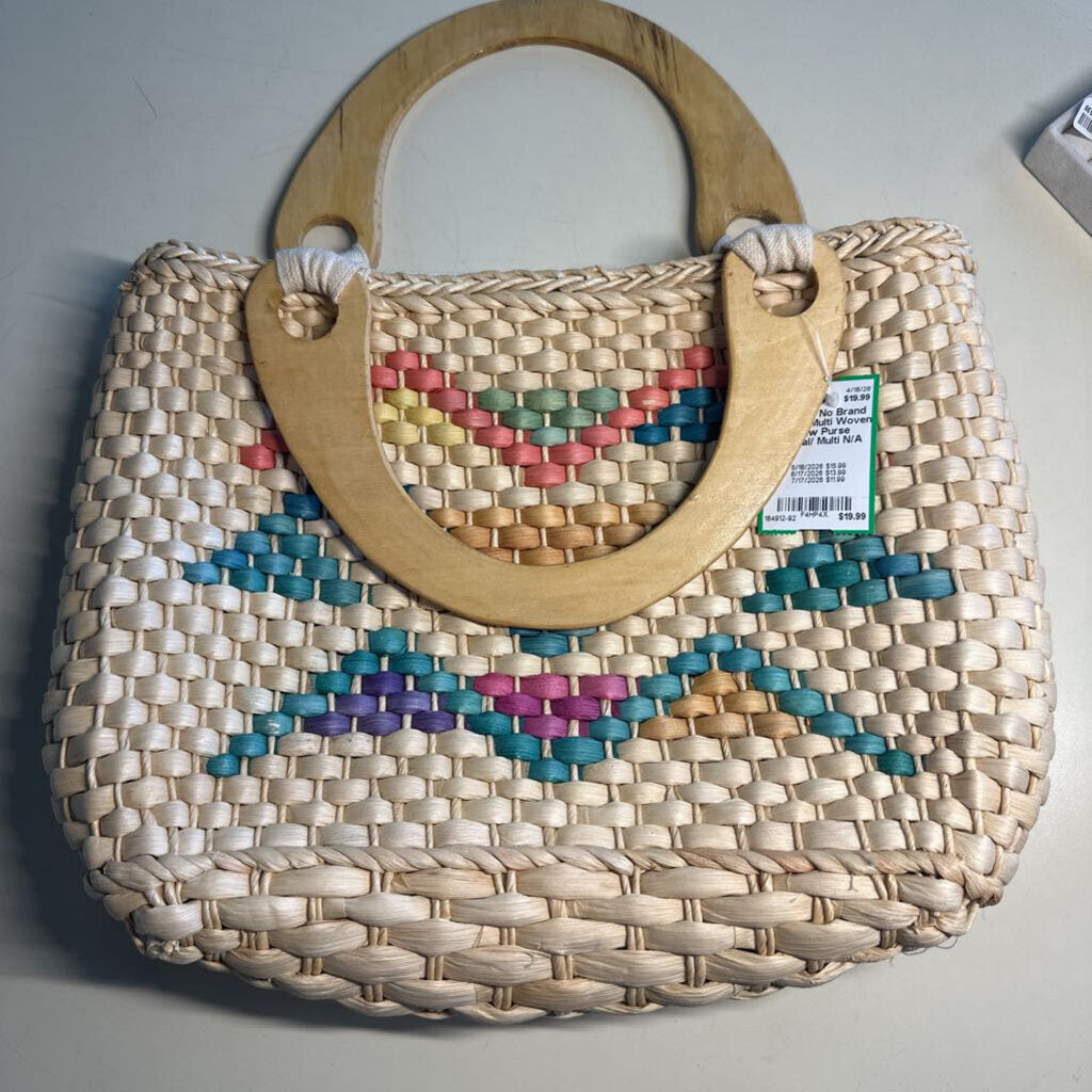 Natural/ Multi Woven Straw Purse