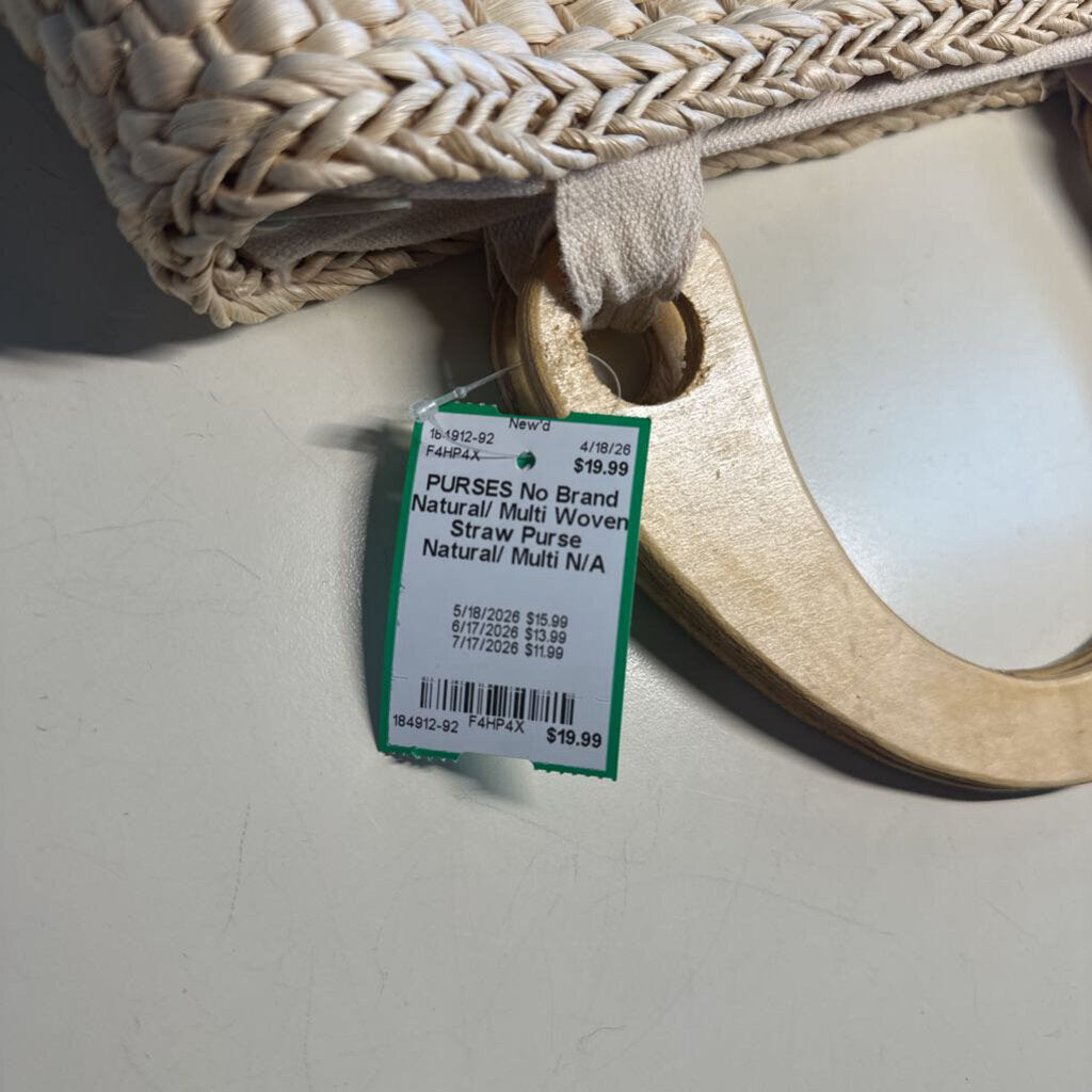 Natural/ Multi Woven Straw Purse