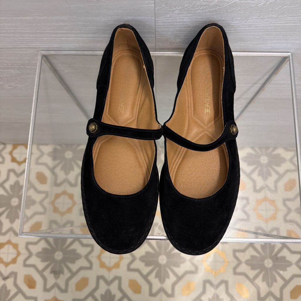 Crown Vintage Black Famela Mary Jane Flats 7.5