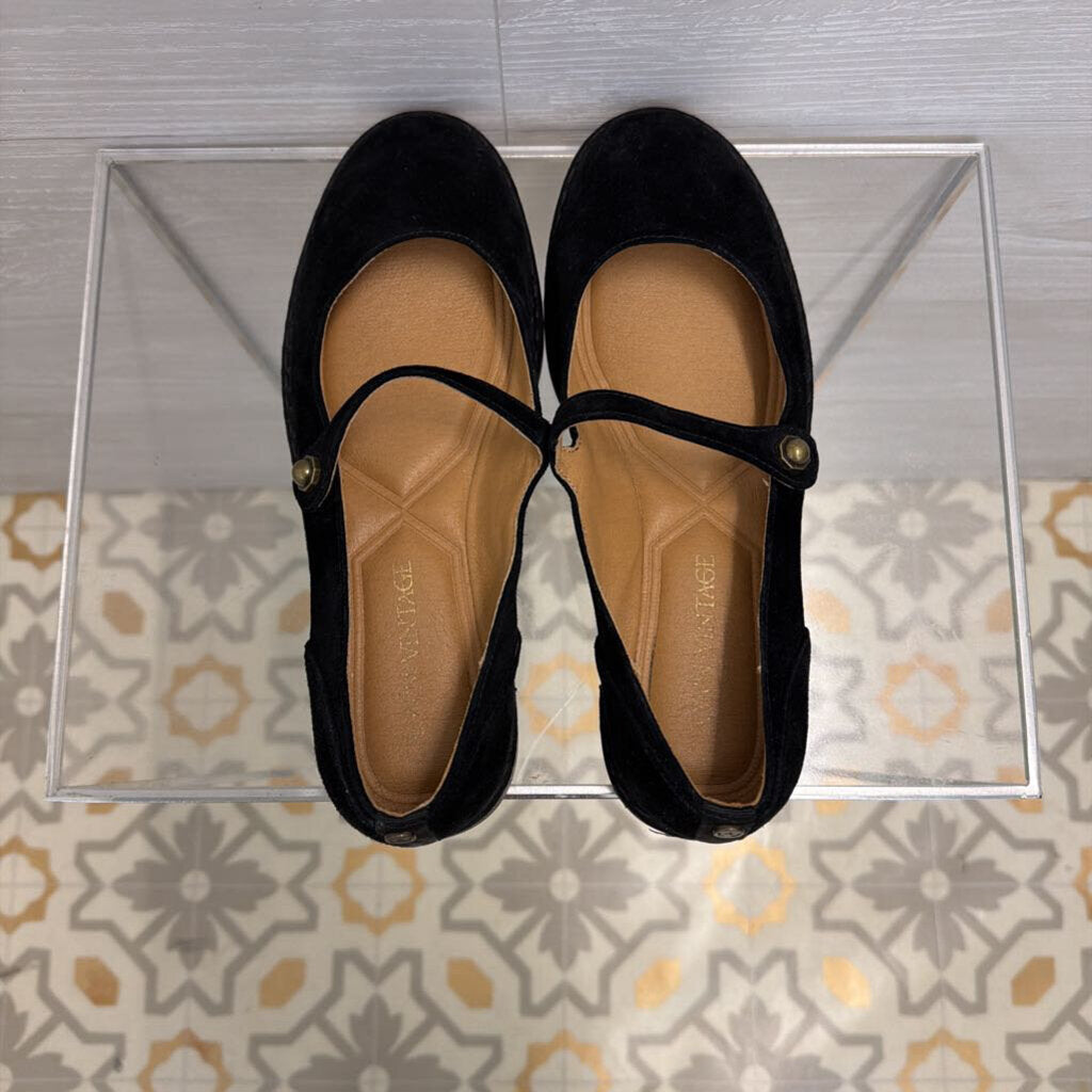 Crown Vintage Black Famela Mary Jane Flats 7.5