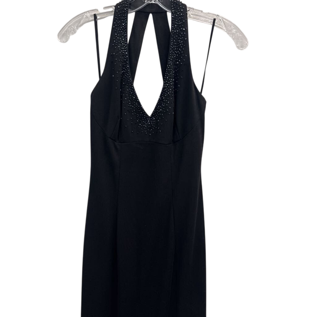Vintage DJ Nights Black Beaded Detail Long Formal Dress 3/4