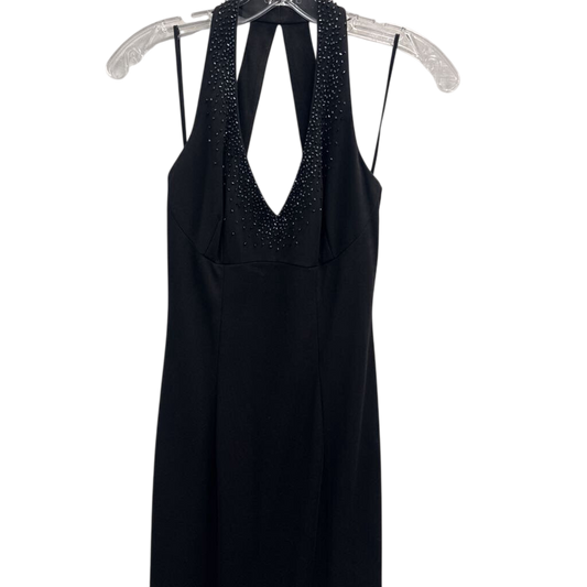 Vintage DJ Nights Black Beaded Detail Long Formal Dress 3/4