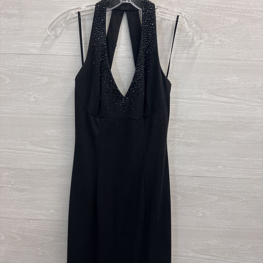 Vintage DJ Nights Black Beaded Detail Long Formal Dress 3/4