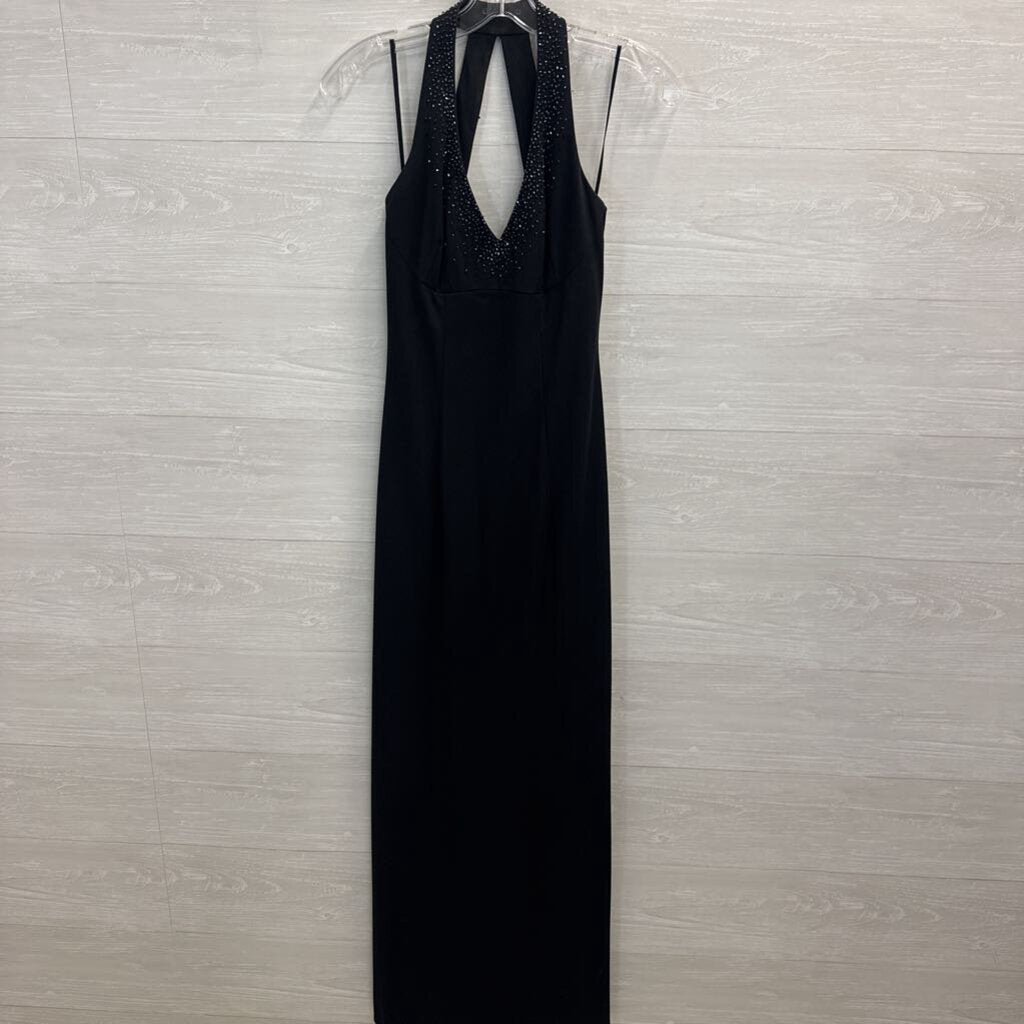 Vintage DJ Nights Black Beaded Detail Long Formal Dress 3/4