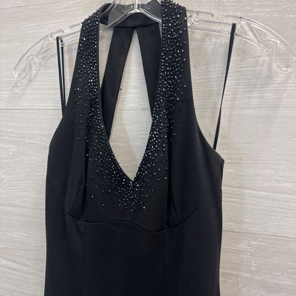 Vintage DJ Nights Black Beaded Detail Long Formal Dress 3/4