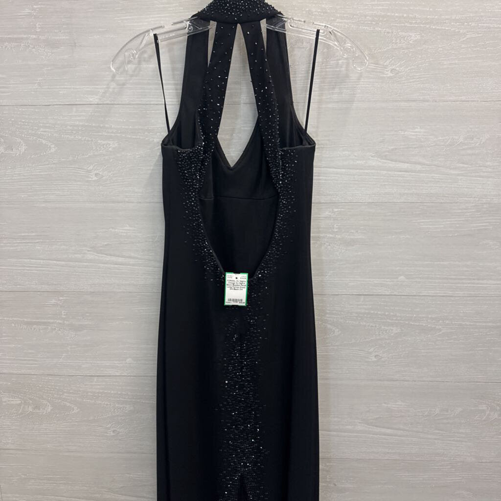 Vintage DJ Nights Black Beaded Detail Long Formal Dress 3/4