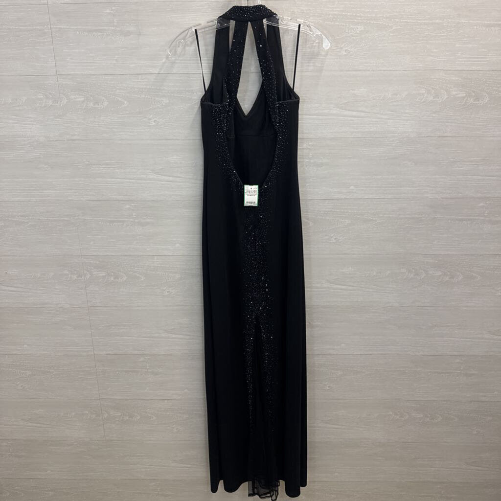 Vintage DJ Nights Black Beaded Detail Long Formal Dress 3/4