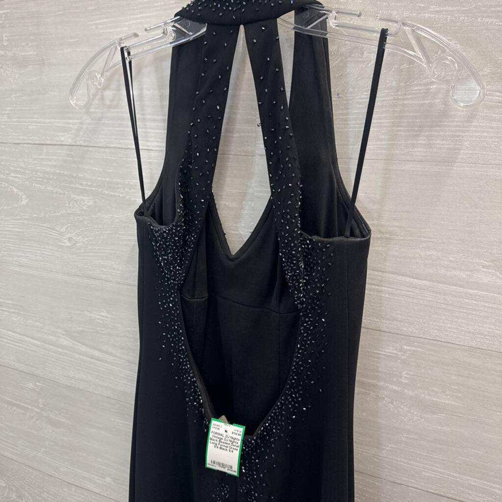 Vintage DJ Nights Black Beaded Detail Long Formal Dress 3/4