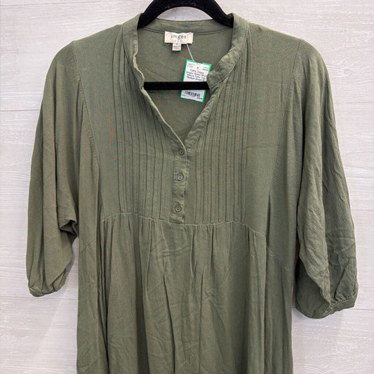 Umgee Green Short Sleeve Tunic Top Medium