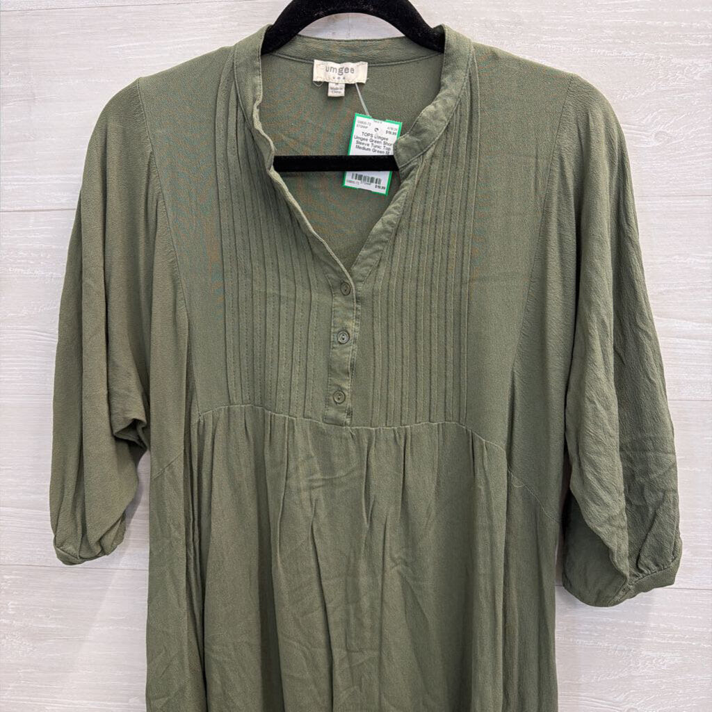 Umgee Green Short Sleeve Tunic Top Medium