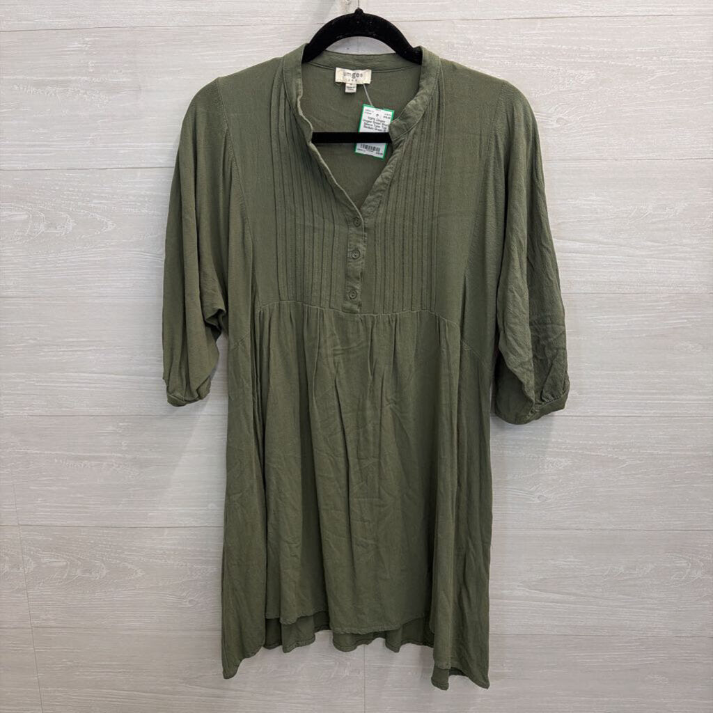 Umgee Green Short Sleeve Tunic Top Medium