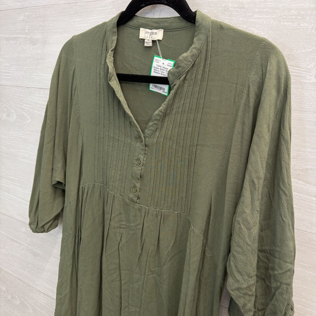 Umgee Green Short Sleeve Tunic Top Medium