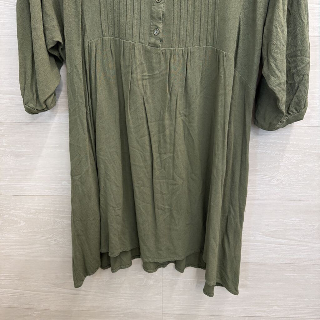 Umgee Green Short Sleeve Tunic Top Medium