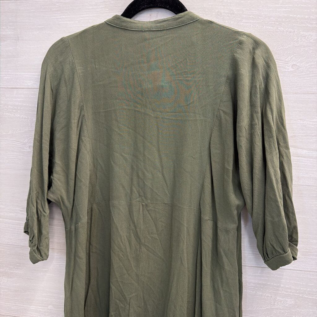 Umgee Green Short Sleeve Tunic Top Medium