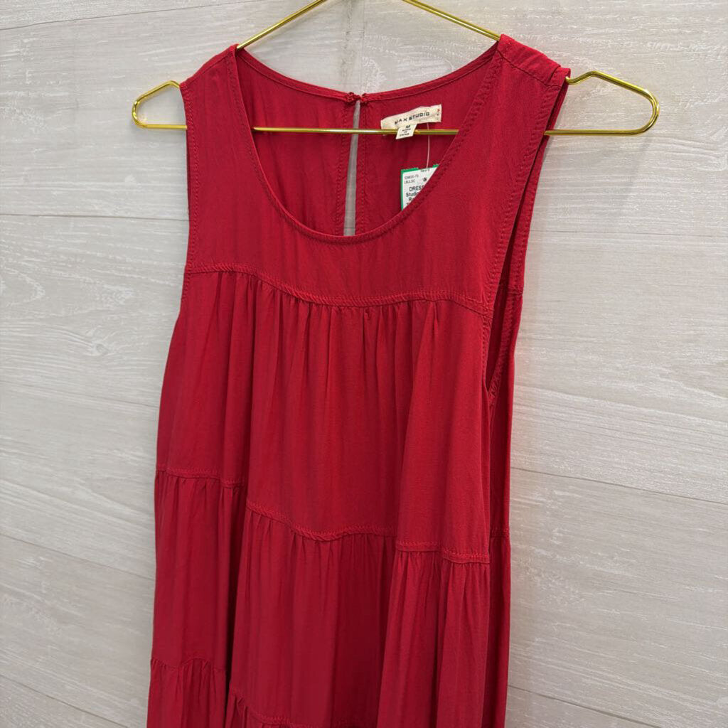 Max Studio Red Sleeveless Tiered Maxi Dress Medium