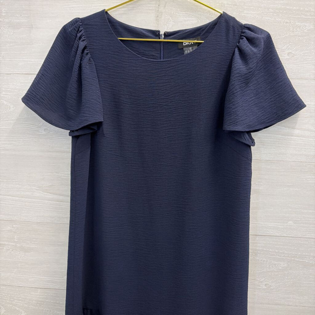 DKNY Navy Short Sleeve Ruffle Hem Dress 6