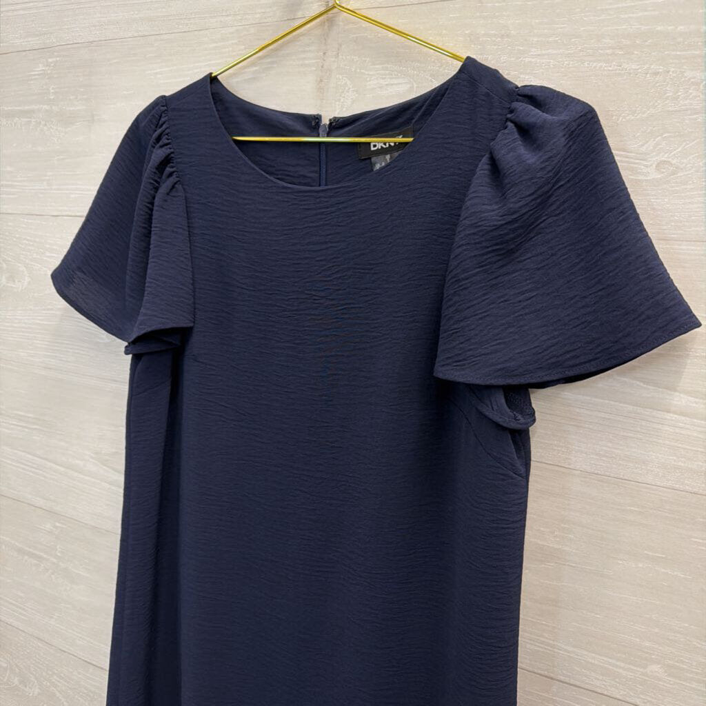 DKNY Navy Short Sleeve Ruffle Hem Dress 6