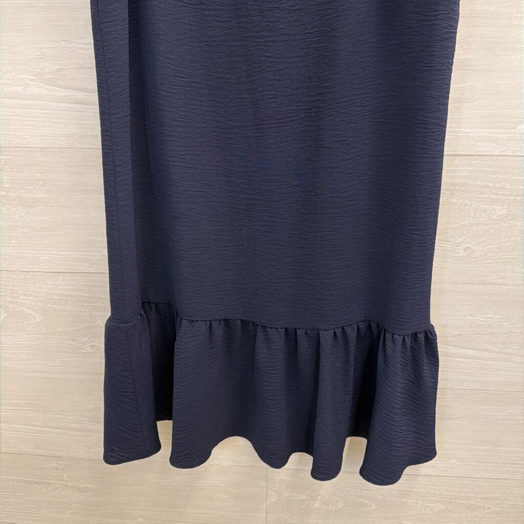 DKNY Navy Short Sleeve Ruffle Hem Dress 6