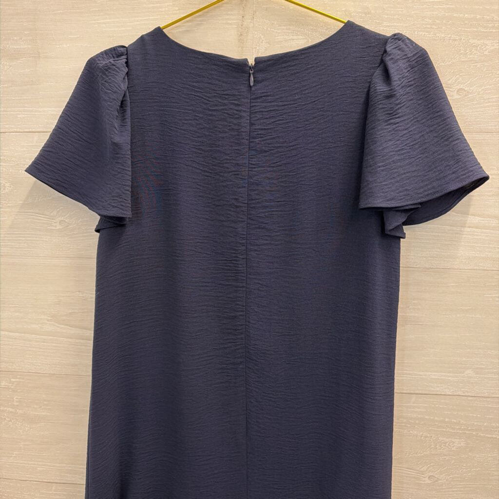 DKNY Navy Short Sleeve Ruffle Hem Dress 6