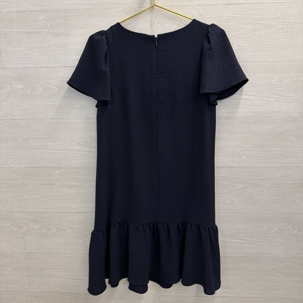 DKNY Navy Short Sleeve Ruffle Hem Dress 6