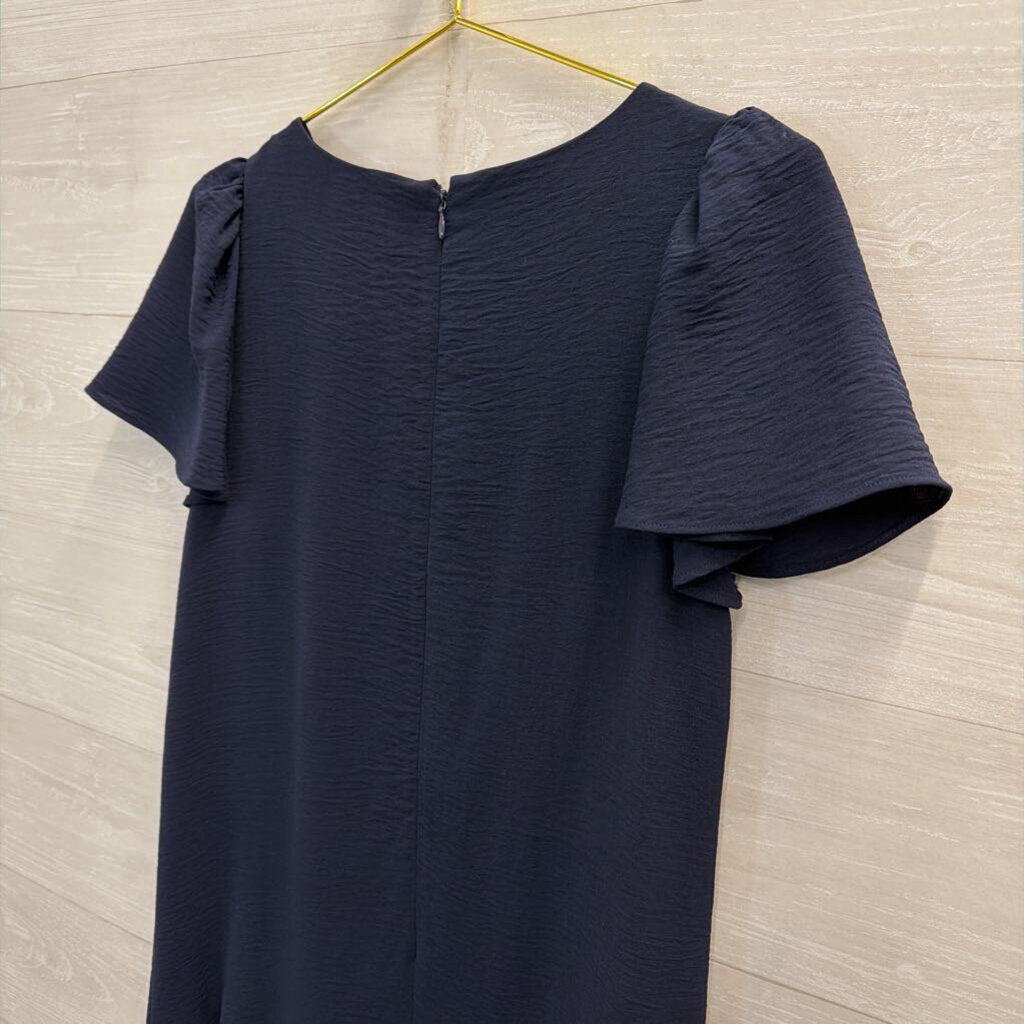 DKNY Navy Short Sleeve Ruffle Hem Dress 6