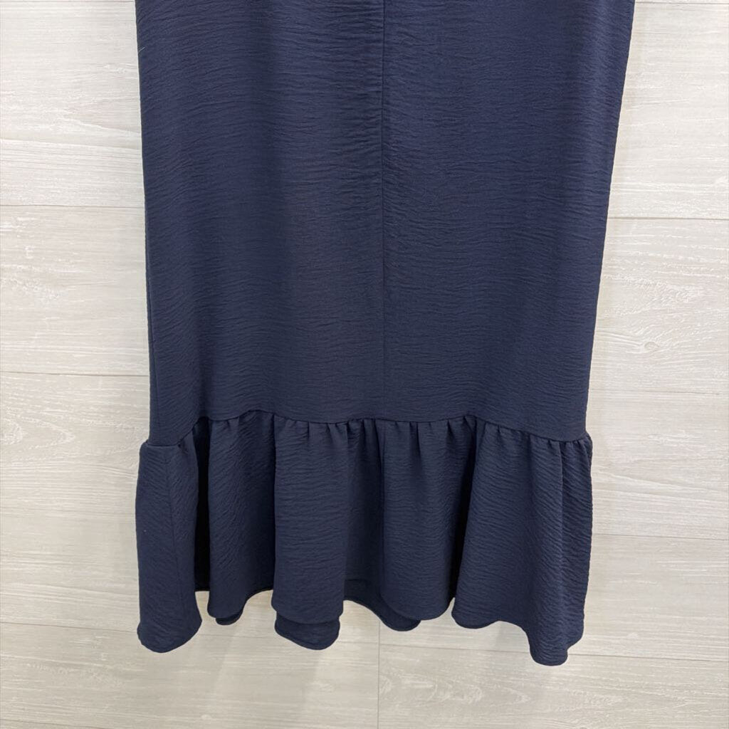 DKNY Navy Short Sleeve Ruffle Hem Dress 6