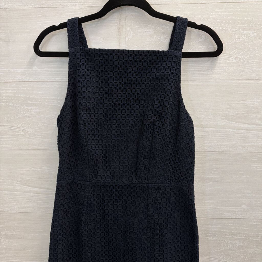 J Crew Navy Sleeveless Eyelet Shift Dress 6
