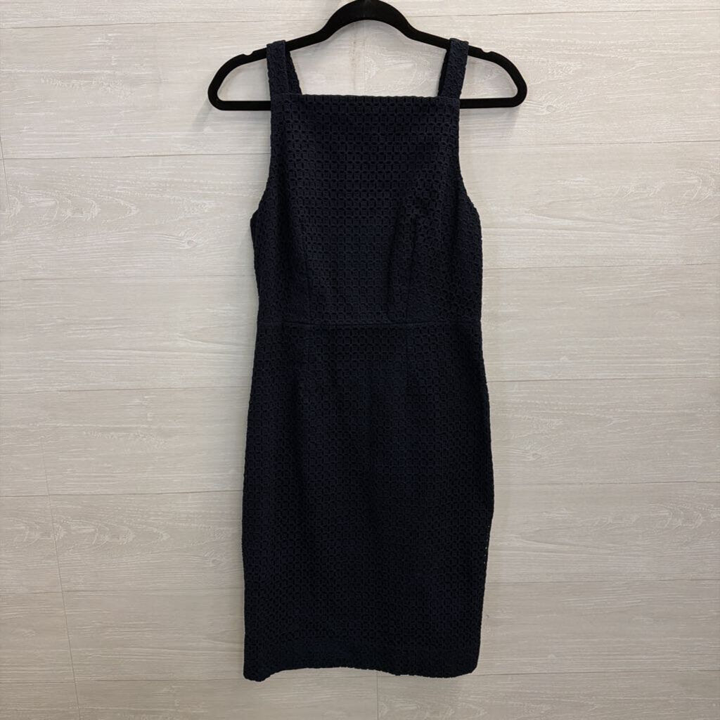 J Crew Navy Sleeveless Eyelet Shift Dress 6